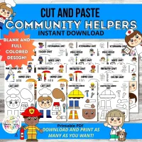 30 Community Helper Cut and Paste Craft Templates – Image 1