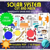 Outer Space Crafts – 14 Full-Color Planet Cut & Paste Templates – Image 1
