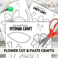 8 Beautiful Flower Cut and Paste Craft Printable Templates | Black and White – Image 3