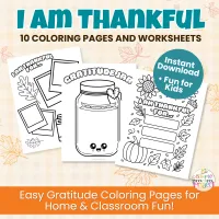 I Am Thankful Coloring Pages for Kids — Printable Gratitude Activity for Home or Classroom – Image 1