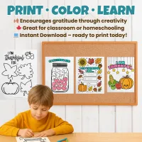 I Am Thankful Coloring Pages for Kids — Printable Gratitude Activity for Home or Classroom – Image 6