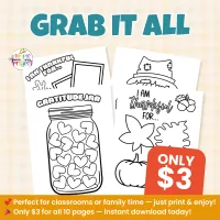I Am Thankful Coloring Pages for Kids — Printable Gratitude Activity for Home or Classroom – Image 5