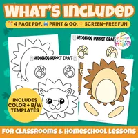 Hedgehog Paper Bag Puppet Craft – Woodland Animal Printable for Kids – Image 2