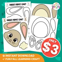 Easy Bunny Rabbit Paper Bag Puppet Craft Printable Template – Image 5
