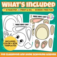 Easy Bunny Rabbit Paper Bag Puppet Craft Printable Template – Image 2