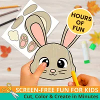 Easy Bunny Rabbit Paper Bag Puppet Craft Printable Template – Image 4