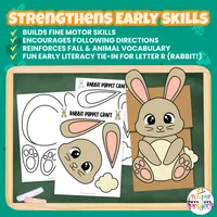 Easy Bunny Rabbit Paper Bag Puppet Craft Printable Template – Image 3