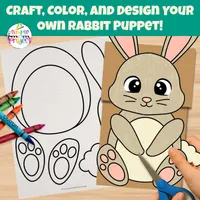 Easy Bunny Rabbit Paper Bag Puppet Craft Printable Template – Image 6