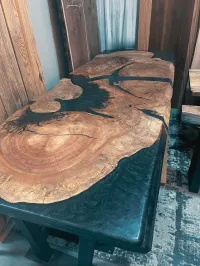 *SOLD* Silver Maple Epoxy Dining Table – Image 2