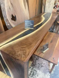*SOLD* Walnut & Gunmetal Epoxy Waterfall Desk/Sofa Table – Image 3