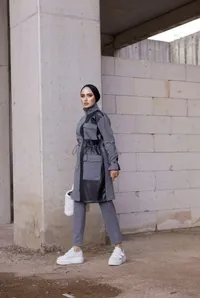 Two Piece Conservative Set Gray  – Image 1