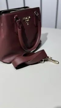 Prada Double Saffiano Burgundy handbag – Image 9