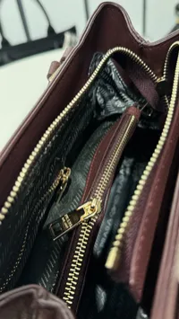 Prada Double Saffiano Burgundy handbag – Image 7