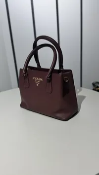 Prada Double Saffiano Burgundy handbag – Image 1
