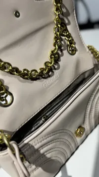 Gucci Marmont Shoulder Bag with Package Biege Nude – Image 5
