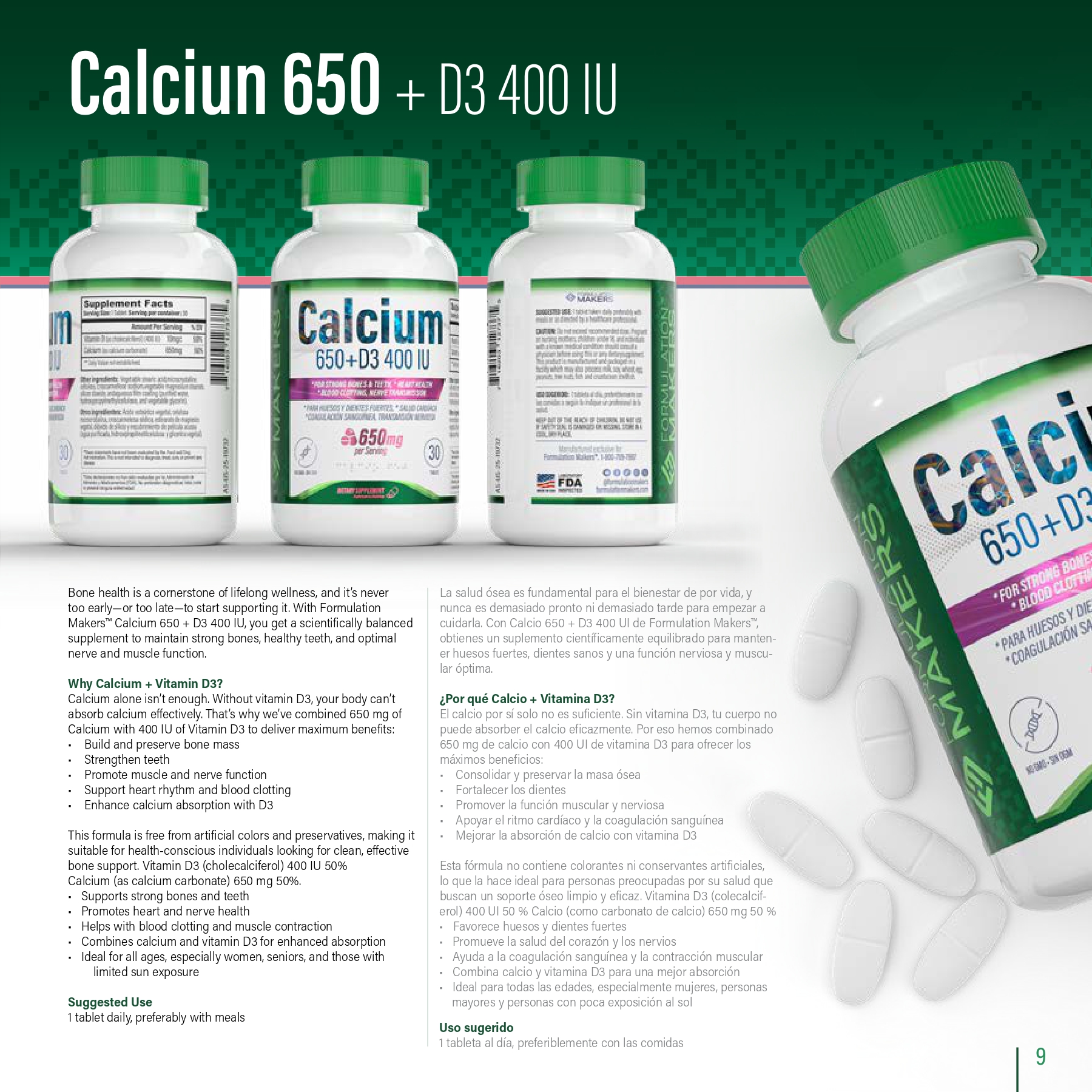 Calcium 650 + D3 400 IU – Huesos Fuertes y Salud Muscular Óptima – Image 2