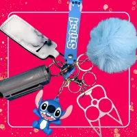 Space Pup Self-Defense Keychain | Blue & Silver Safety Keychain With Pom & Alarm – Image 2