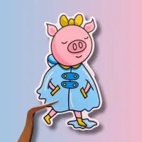 Ms. Hamletta in Her Raincoat Cape Sticker – Image 1