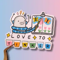 This Robot Loves to Tinker Sticker – Image 1