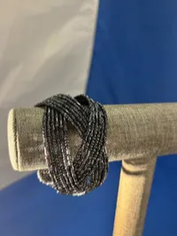 Bracelet- Charcoal Gray Beads, Interwoven  – Image 1