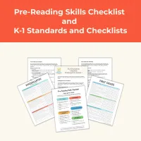 Pre-Reading Skills Checklist and K-1 ELA Standards and Checklist – Image 1