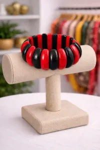 Classic Stretch Bracelet (Red&Black) – Image 1
