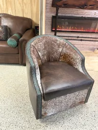 Cowhide Barrel Club Chair (Message for Pricing) – Image 2
