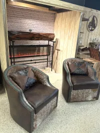Cowhide Barrel Club Chair (Message for Pricing) – Image 1