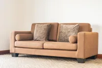 Textured Linen Sofa | Soft Grey with Natural Wood Legs – Image 2
