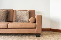 Textured Linen Sofa | Soft Grey with Natural Wood Legs – Image 3