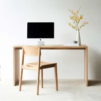Modern Wooden Desk | Light Oak with Black Metal Frame – Image 1
