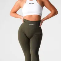 Breathable Sports White Bra & Dark Green Pants Set – Image 3