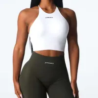 Breathable Sports White Bra & Dark Green Pants Set – Image 1