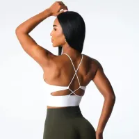 Breathable Sports White Bra & Dark Green Pants Set – Image 2