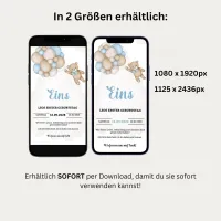 Blauer Teddybär Kinder Geburtstagseinladung Canva Vorlage – Bild 3