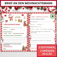 Weihnachtsbrief an den Weihnachtsmann, personalisierte Vorlage, Santa Brief zum Ausdrucken, DIY Weihnachtsbrief, Geschenkidee f – Bild 2