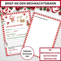Weihnachtsbrief an den Weihnachtsmann, personalisierte Vorlage, Santa Brief zum Ausdrucken, DIY Weihnachtsbrief, Geschenkidee f – Bild 1