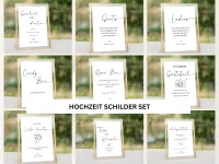 Personalisierbare Hochzeit Schilder Set, Notfallkörbchen, Gästebuch, Geschenke und Karten, Hochzeitstorte HZ02 – Bild 1