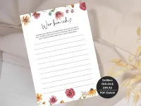 Wer Bin Ich JGA Spiel PDF, Wildblumen Druckbares JGA Spiel, Sofort-Download, Lustiges Spiel Junggesellenabschied – Bild 1