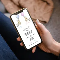 Winnie the Pooh Gender Reveal Party Digitale Einladung und Geschlechtsrate-Tafel, Junge oder Mädchen Einladung, WhatsApp Canva  – Bild 4
