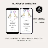 Winnie the Pooh Gender Reveal Party Digitale Einladung und Geschlechtsrate-Tafel, Junge oder Mädchen Einladung, WhatsApp Canva  – Bild 6