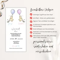 Winnie the Pooh Gender Reveal Party Digitale Einladung und Geschlechtsrate-Tafel, Junge oder Mädchen Einladung, WhatsApp Canva  – Bild 3