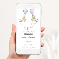 Winnie the Pooh Gender Reveal Party Digitale Einladung und Geschlechtsrate-Tafel, Junge oder Mädchen Einladung, WhatsApp Canva  – Bild 1