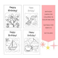 Birthday Coloring Cards Age 4-6 – Image 1