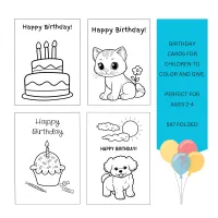 Birthday Coloring Cards Age 2-4 – Image 1