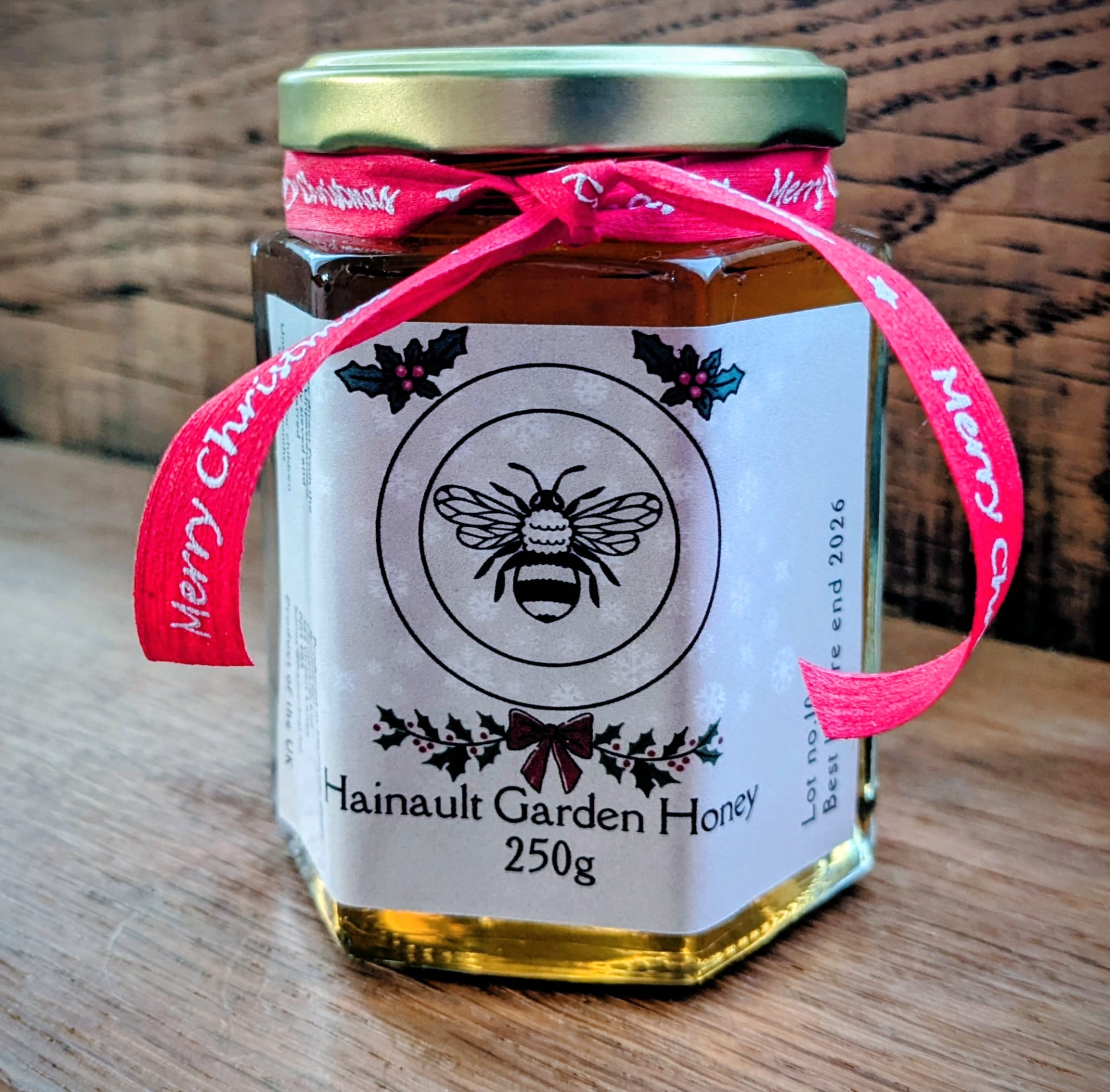 Christmas honey: 2x 250g jars of festive honey posted – Image 1