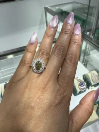 14KT Lab Diamond/ Peridot Ring – Image 1