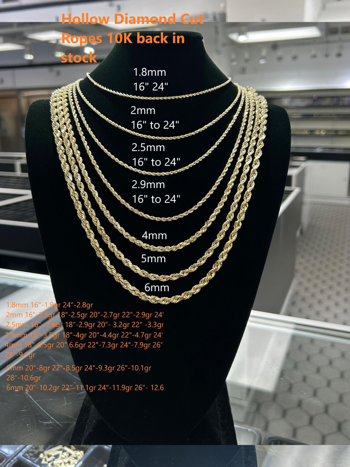 10KT Gold Rope Chains – Image 1