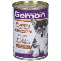 Gemon Puppy e Junior - Tutte le taglie (All Breeds) bocconi con Pollo e Tacchino (Monge) - 24x400g – Image 1
