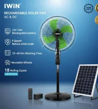 iWIN 18-Inch Rechargeable Solar Fan AC & DC (Model: IW8068) – Image 1